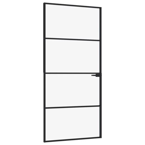 vidaXL Porte d'intérieur Noir 93x201,5 cm Trempé verre aluminium fin
