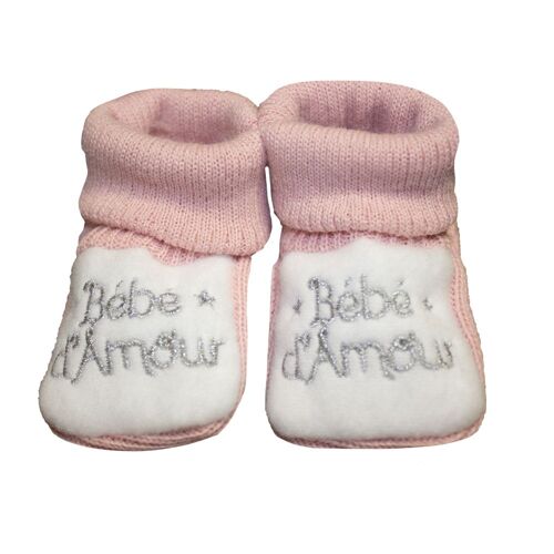 Chaussons Bébé "Bb D Amour" Rose Les Chatounets