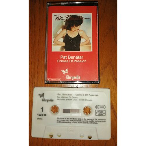 K7 Audio Tape Pat Benatar " Crimes Of Passion " 10 Titres De 1980 ,Chrysalis 402 845-352 Rock Hard-Rock Pop-Rock