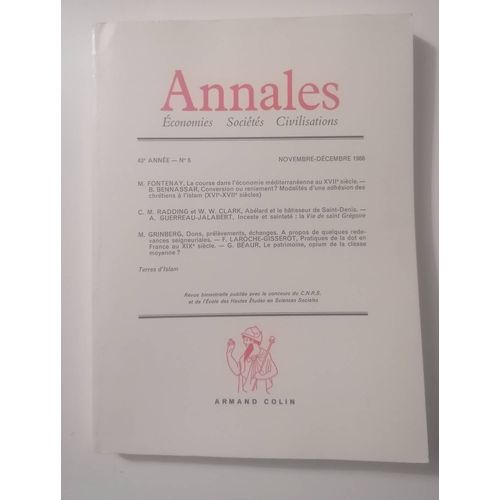 Annales Économies Sociétés Civilisation 1988 43ème Année Numéro 6