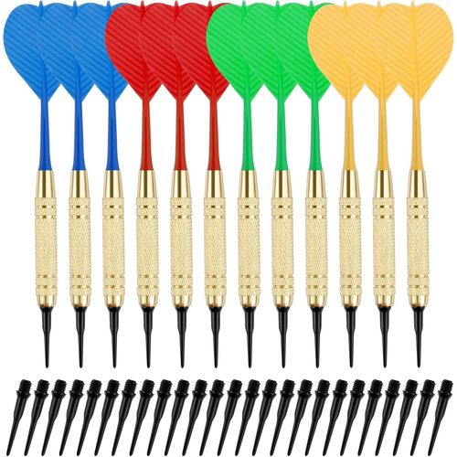 Flechette Pointe Plastique 18g, 12 Fléchettes avec 100 Pointes, Flechettes à Pointe Souple pour Cible Flechette Electronique, Flechette Pointe Plastique Professionnelle
