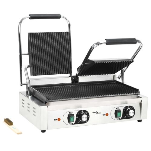vidaXL Gril de panini à double rainure 3600 W 57x30,5x20 cm