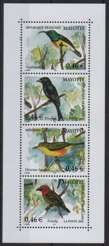 Mayotte Timbres Animaux : Les Oiseaux 2002