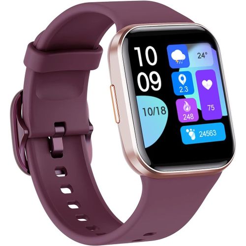 Montre Connectée Femme, 1.7" Avec Moniteur De Fréquence Cardiaque/Tension Violet