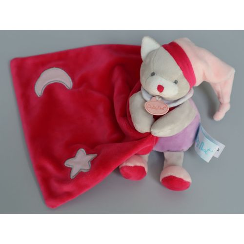 Doudou Chat Mouchoir Rose Luminescent Baby Nat'