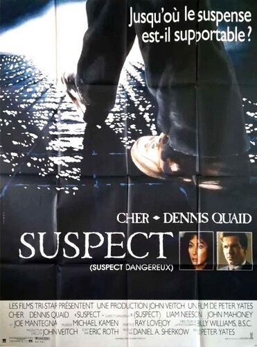 Suspect De Peter Yates - 1987 - Dennis Quaid - Cher - Affiche De Cinéma - 120 X 160 ( Affichée Petite Déchire Mais Entière Minime) -
