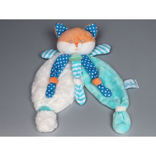 Doudou Renard Poupi Blanc Orange Bleu Vert Pois Baby Nat'