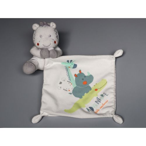 Doudou Zèbre Blanc Gris Vert Mouchoir Simba Toys