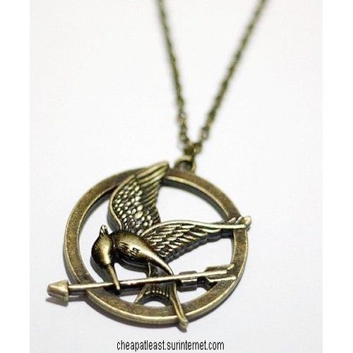 Collier " Hunger Games " Avec Pendentif Oiseau Geai Moqueur Katniss Erverdeen "Mocking Jay" - Cosplay / Métal Cuivré / Bronze Vieilli