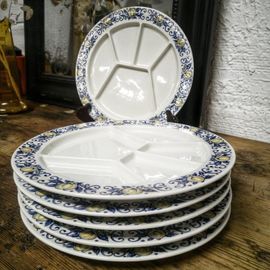 Service À Fondue Villeroy & Boch Modèle "Cadiz" Année 70 6 Assiettes