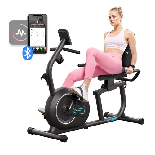 Vélo D'appartement Semi-Allongé Magnétique - Merach, 8 Niveaux De Résistance, Écran Lcd, Poignées De Fréquence Cardiaque