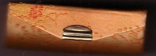 Étui À Rouge À Lèvre De Sac ,Miroir Intégré - 09x03cm Env. Cartonné ,Toile Satinée À Motifs Imprimés 2 Tons Orangés ,Fermeture Pression - Années 80/90 -  Vide Orange