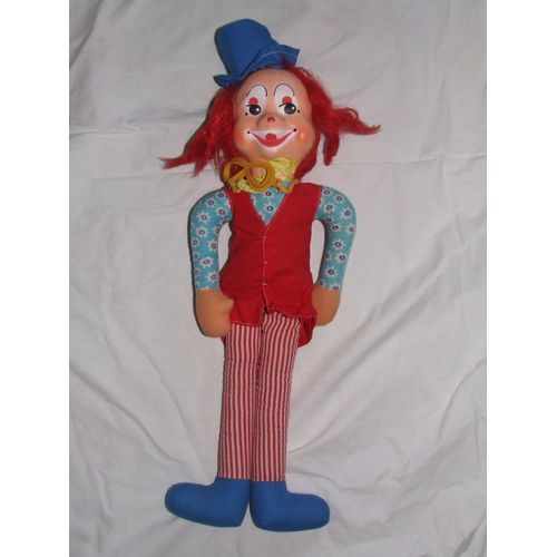 Clown Ancien Tissu Tete Plastique 55 Cm