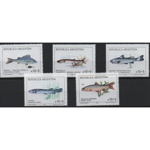 Argentine Timbres Animaux : Les Poissons 1989