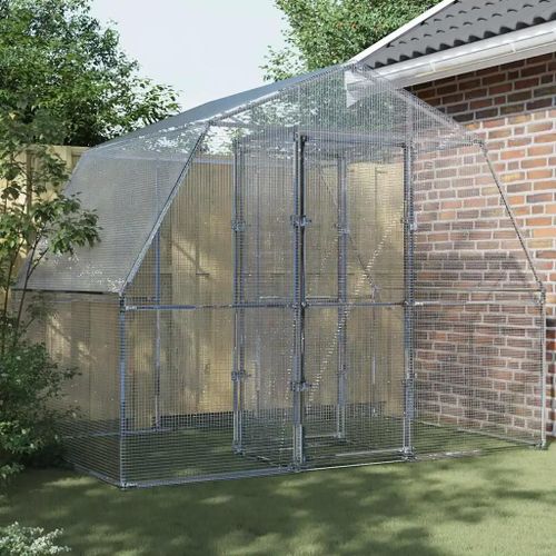 Vidaxl Cage À Oiseaux Avec Porte Argenté Acier Galvanisé