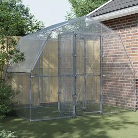 Vidaxl Cage À Oiseaux Avec Porte Argenté Acier Galvanisé