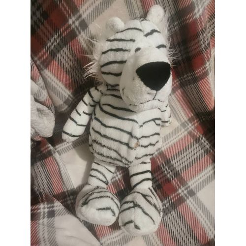 Doudou Peluche Tigre Blanc Noir Nombril Auchan