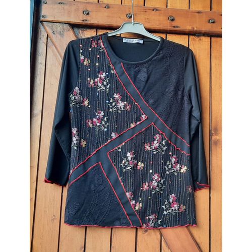 Blouse Noire Et Imprimée Christine Laure, Taille 36