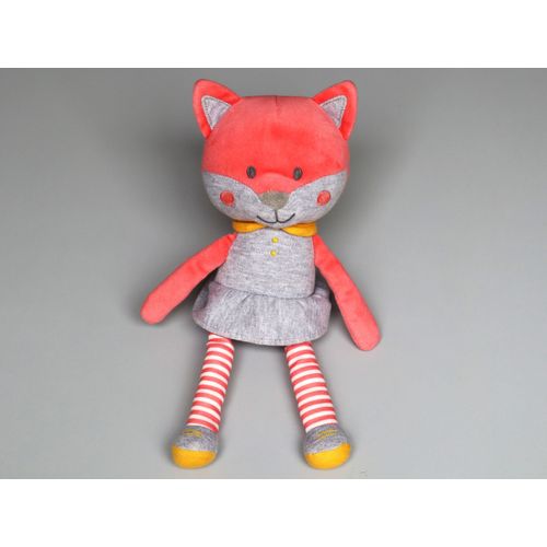 Doudou Renard Gris Jaune Rose Obaïbi