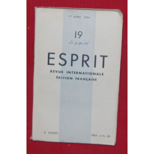 Esprit - N°19 - 1er Avril 1934