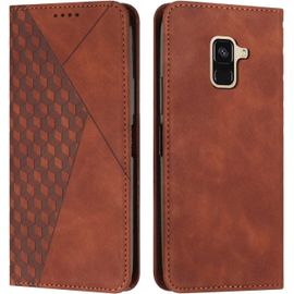 Kal-Coque Pour Samsung Galaxy A5 2018 / A8 2018, Premium Flip Housse Étui Protection Rabat Clapet Portefeuille Phone Cover Magnétique [Porte Cartes] Antichoc Béquille Cover (Marron)