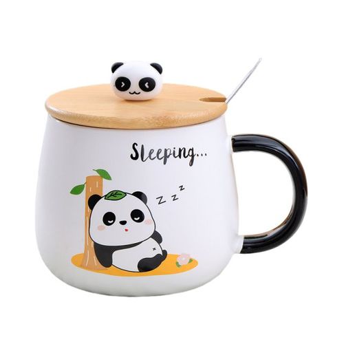 Tasse Panda Avec Couvercle, Tasse Cadeau Panda, Tasse Amusante, Tasse À Café En Céramique De 400 Ml, Doux Cadeau D'anniversaire Pour Les Femmes, Les Hommes, Les Amis, Les Adolescents.