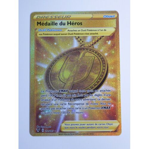 Carte Pokemon Gold - Médaille Du Héros - 201/185 - Secrète Rare - Épée Et Bouclier - Voltage Éclatant - Eb4 - Vf
