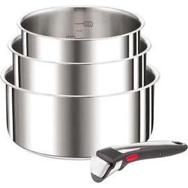 Tefal Ingenio Lot De 4 Pièces,Casseroles 161820 Cm 1 Poignée Amovible,Induction,Acier Inoxydable,Empilable,Gain De Place