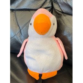Doudou Peluche Pingouin Rose Et Orange 18cm