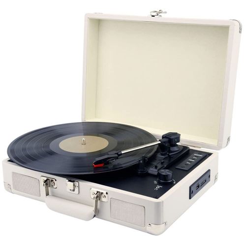 Maginon RRP 1 Lecteur de disque stéréo en vinyle avec haut-parleurs intégrés et connecteurs pour système stéréo - Numérisation des disques vinyles - Blanc