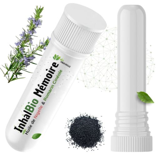 Romarin À Cinéole Mémoire, Huile De Nigelle Bio – Aromathérapie - Concentration Et Focus – Inhaleur 100% Naturel – Stick Nootropique - Boost La Mémoire Du Cerveau - Huile Essentielle Bio 
