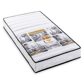 BLUE MOON Matelas Mousse 90x190 New York Profilée 5 Zones de Confort. Soutien Ferme et Enveloppant. Bonne indépendance de Couchage. Épaisseur 15cm. Housse Hypoallergénique. Fabriqué en Belgique