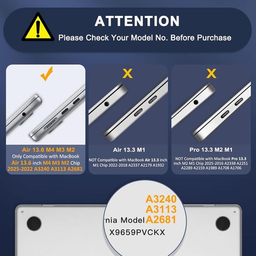 CMJAAGUR-Coque Compatible Avec Macbook Air 13 Pouces M4 M3 M2 2025 2024 2022 A3240 A3113 A2681, Coque Rigide Ultra-Mince Naturel Couleur Pour Macbook Air 13,6 Pouces,Bleu Minuit[M993]