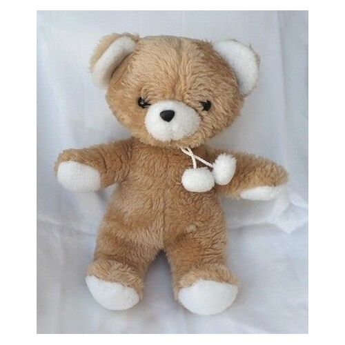 Doudou Peluche Ours Marron Pompon Blanc Vintage Nounours
