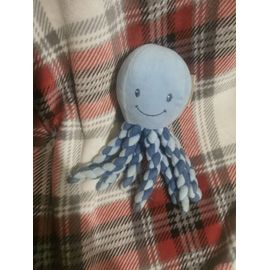 Doudou Peluche Pieuvre Tentacules Tressées Bleues 2 Tons Nattou