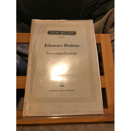 Johannes Brahms Vier Ernste Gesange Opus 121 Partition Basse Et Piano Breitkopf