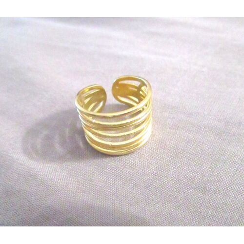Bague Dorée Multi Rangs, Ouverte, Très Élégante Et Originale, Taille 7 (1,70 Cm)