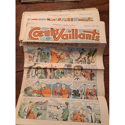 Magazines Anciens Coeurs Vaillants, Année 1954 Du N° 31 Au N° 52, Soient 22 Numéros Vendus En Lot.