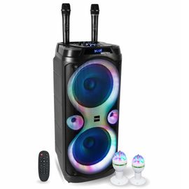 Pack Enceinte Karaoké 1000W USB Bluetooth TWS Ibiza Sound COLUMBA-KARAOKE - 2 Micros Sans Fil - 2 Effets de Lumière Rotatif - Soirée