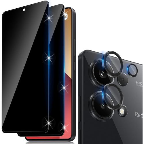 Kal-Verre Trempé Anti-Espion Pour Xiaomi Redmi Note 13 Pro 4g Avec Caméra Arrière Protecteur [2+1 Pcs], Protection Objectif Caméra Pour Tout Coquedureté 9h Hd Glass Anti-Spy Protection D`Écran