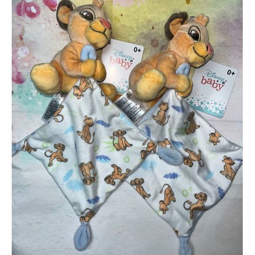 Doudou Roi Lion Simba Disney Baby Lot De Deux Doudous Lions Mouchoir Bleu Blanc Peluches Jouets Bébé Naissance Enfant 