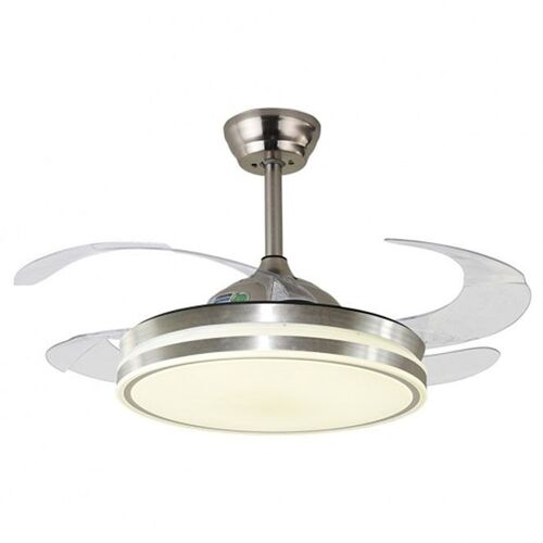 Ventilateur de plafond ATENAS avec moteur DC et pales déployables avec éclairage LED 36W MEMORY et DIMMER (veilleuse) - Marque BEL AIR HOME - Silencieux et efficace - Télécommande incluse. (Nickel)