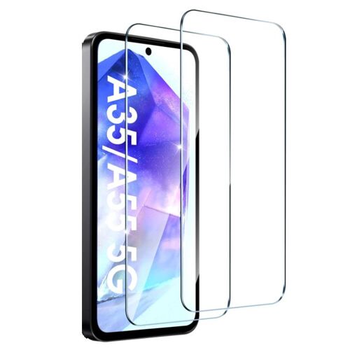 HQSELECTION® LOT DE 2 Verre Trempé Pour Samsung Galaxy A55 5G .Film de Protection d'écran Transparent - Anti Rayures - Ultra Résistant Dureté 9H