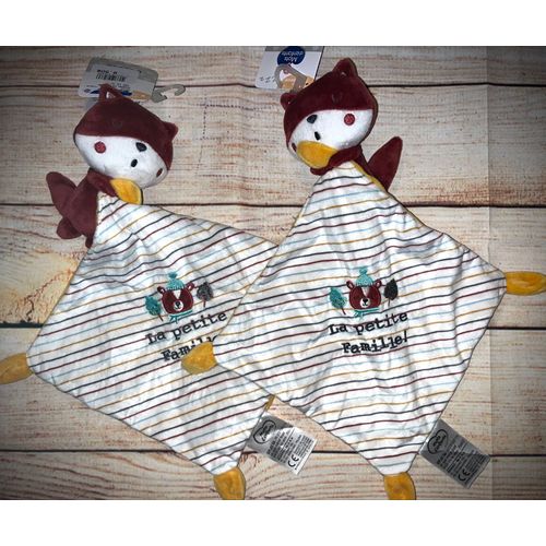 Doudou Renard La  Petite Famille Lot De Deux  Doudous Jouets Bébé Mots D’Enfants Peluches Naissance Mouchoirs 