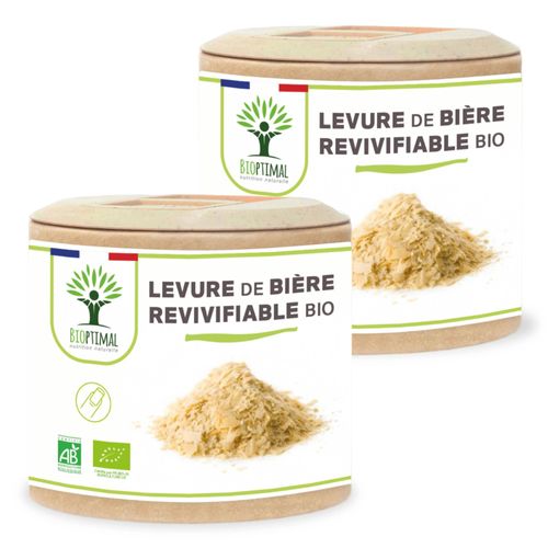 Levure De Bière Bio Revivifiable - Complément Alimentaire - Vivante & Active - 400mg/Gélule - Fabriqué En France - Certifié Par Ecocert - 2x60 Gélules 