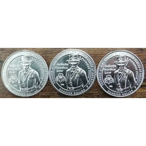 Lot 3 Quarter Dollar Usa Juliette Gordon Low 2025 D / P & S - American Woman