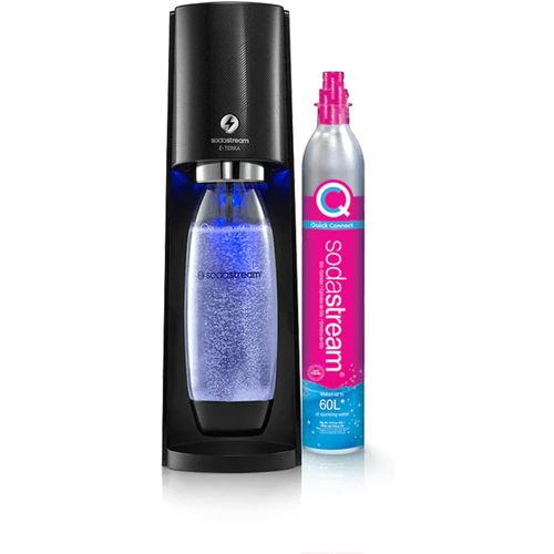 ASFASFq-SodaStream E-TERRA Machine à Eau Pétillante et Soda Électrique | Pack 1 Bouteille 1L Compatible Lave-Vaisselle + 1 Recharge de Gaz 60L à Clipser | Noire
