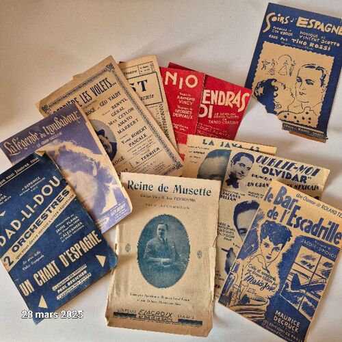 Lot De 10 Partitions Musicales Des Années De 1900 À 40 , Pour Musette, Accordeon, Java