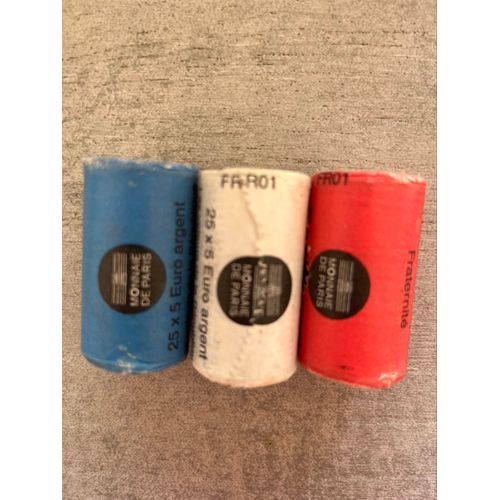 3 Rouleaux De Pièces De 5 Euros Argent Valeurs De La République Soit 75 Pièces 