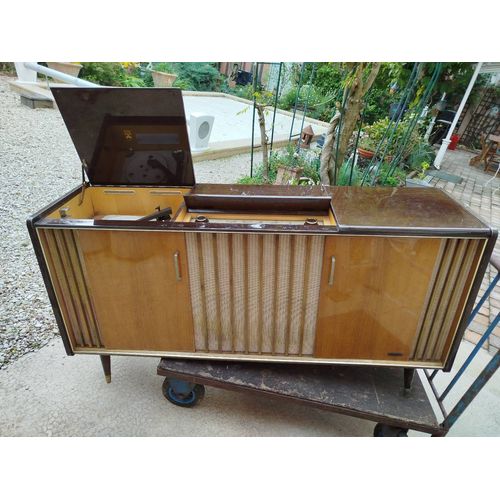 Meuble hifi platine radio grundig vintage à restaurer.